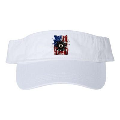 Pool Snooker Billiards Player 8 Ball Usa American Flag Valucap Bio-Washed Visor