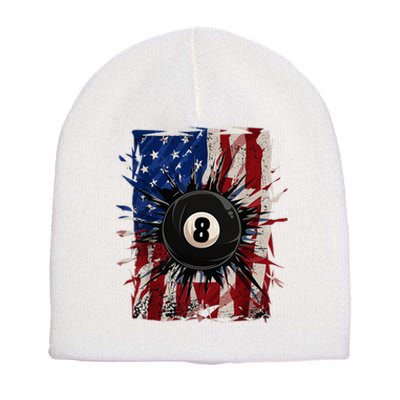 Pool Snooker Billiards Player 8 Ball Usa American Flag Short Acrylic Beanie