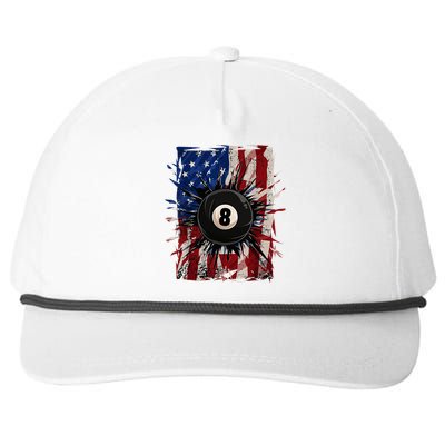 Pool Snooker Billiards Player 8 Ball Usa American Flag Snapback Five-Panel Rope Hat