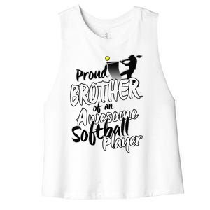 Proud Softball Brother Gifts For Siblings Day Women's Racerback Cropped Tank