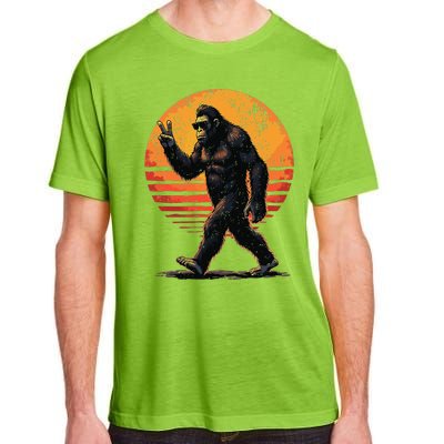 Peace Sign Bigfoot Sasquatch Sunset Graphic Funny Big Foot Gift Adult ChromaSoft Performance T-Shirt