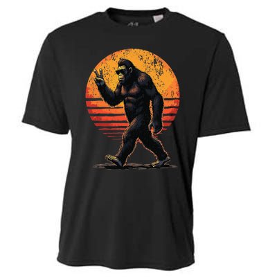 Peace Sign Bigfoot Sasquatch Sunset Graphic Funny Big Foot Gift Cooling Performance Crew T-Shirt