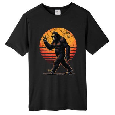 Peace Sign Bigfoot Sasquatch Sunset Graphic Funny Big Foot Gift Tall Fusion ChromaSoft Performance T-Shirt