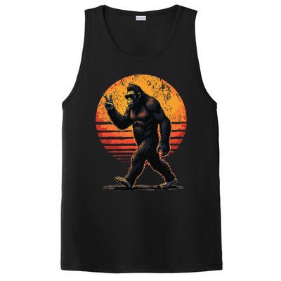 Peace Sign Bigfoot Sasquatch Sunset Graphic Funny Big Foot Gift PosiCharge Competitor Tank