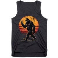 Peace Sign Bigfoot Sasquatch Sunset Graphic Funny Big Foot Gift Tank Top