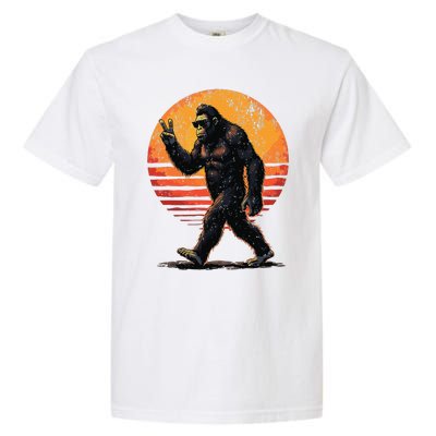 Peace Sign Bigfoot Sasquatch Sunset Graphic Funny Big Foot Gift Garment-Dyed Heavyweight T-Shirt