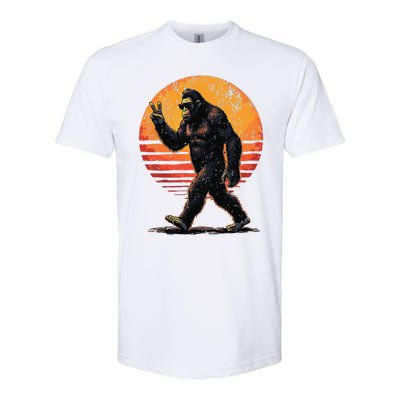 Peace Sign Bigfoot Sasquatch Sunset Graphic Funny Big Foot Gift Softstyle CVC T-Shirt