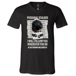 Personal Stalker Black Standard Poodle Sweatshirt V-Neck T-Shirt