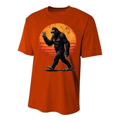 Peace Sign Bigfoot Sasquatch Sunset Graphic Big Foot Performance Sprint T-Shirt