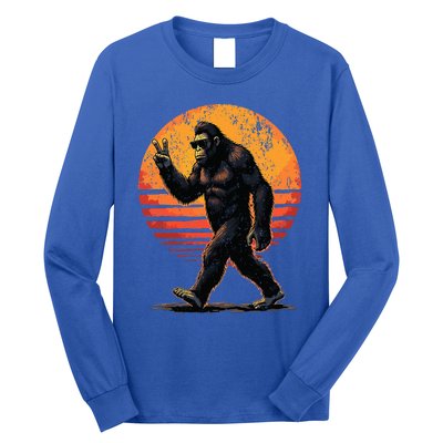 Peace Sign Bigfoot Sasquatch Sunset Graphic Big Foot Long Sleeve Shirt