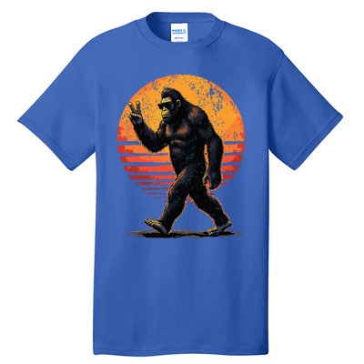 Peace Sign Bigfoot Sasquatch Sunset Graphic Big Foot Tall T-Shirt