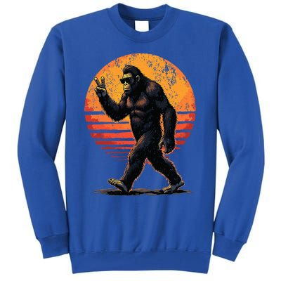 Peace Sign Bigfoot Sasquatch Sunset Graphic Big Foot Tall Sweatshirt