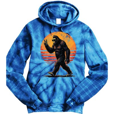 Peace Sign Bigfoot Sasquatch Sunset Graphic Big Foot Tie Dye Hoodie