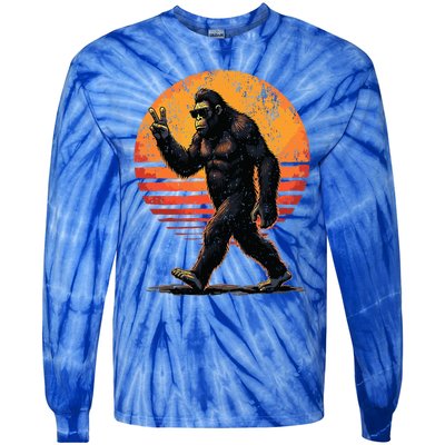 Peace Sign Bigfoot Sasquatch Sunset Graphic Big Foot Tie-Dye Long Sleeve Shirt