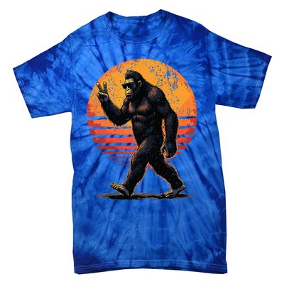 Peace Sign Bigfoot Sasquatch Sunset Graphic Big Foot Tie-Dye T-Shirt