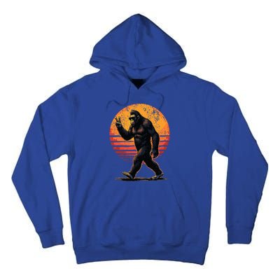 Peace Sign Bigfoot Sasquatch Sunset Graphic Big Foot Tall Hoodie