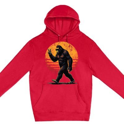 Peace Sign Bigfoot Sasquatch Sunset Graphic Big Foot Premium Pullover Hoodie