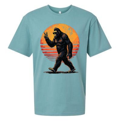 Peace Sign Bigfoot Sasquatch Sunset Graphic Big Foot Sueded Cloud Jersey T-Shirt