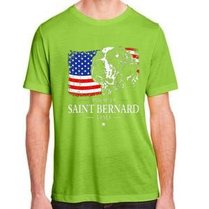 Proud Saint Bernard Dad American Flag Patriotic Dog Gift Adult ChromaSoft Performance T-Shirt