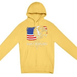 Proud Saint Bernard Dad American Flag Patriotic Dog Gift Premium Pullover Hoodie