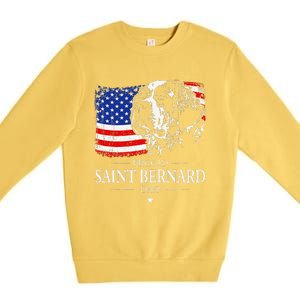 Proud Saint Bernard Dad American Flag Patriotic Dog Gift Premium Crewneck Sweatshirt