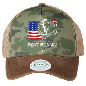 Proud Saint Bernard Dad American Flag Patriotic Dog Gift Legacy Tie Dye Trucker Hat