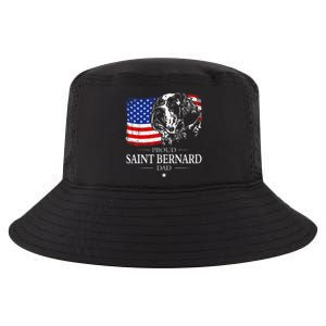 Proud Saint Bernard Dad American Flag Patriotic Dog Gift Cool Comfort Performance Bucket Hat