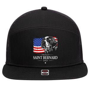 Proud Saint Bernard Dad American Flag Patriotic Dog Gift 7 Panel Mesh Trucker Snapback Hat