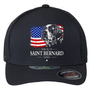 Proud Saint Bernard Dad American Flag Patriotic Dog Gift Flexfit Unipanel Trucker Cap