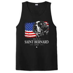 Proud Saint Bernard Dad American Flag Patriotic Dog Gift PosiCharge Competitor Tank