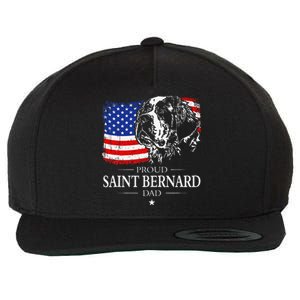 Proud Saint Bernard Dad American Flag Patriotic Dog Gift Wool Snapback Cap