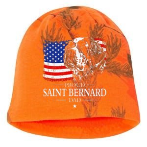 Proud Saint Bernard Dad American Flag Patriotic Dog Gift Kati - Camo Knit Beanie