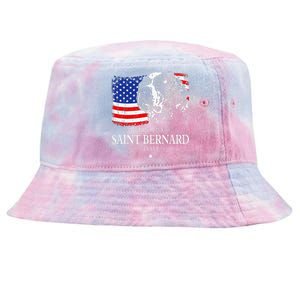 Proud Saint Bernard Dad American Flag Patriotic Dog Gift Tie-Dyed Bucket Hat