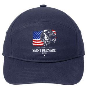 Proud Saint Bernard Dad American Flag Patriotic Dog Gift 7-Panel Snapback Hat