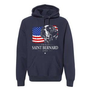 Proud Saint Bernard Dad American Flag Patriotic Dog Gift Premium Hoodie