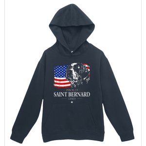 Proud Saint Bernard Dad American Flag Patriotic Dog Gift Urban Pullover Hoodie