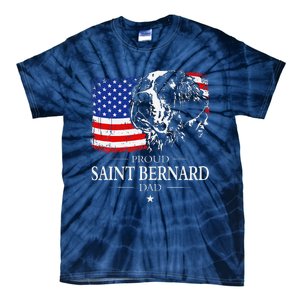 Proud Saint Bernard Dad American Flag Patriotic Dog Gift Tie-Dye T-Shirt