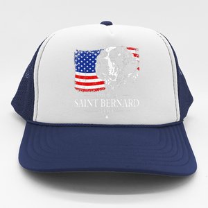 Proud Saint Bernard Dad American Flag Patriotic Dog Gift Trucker Hat