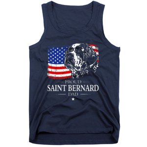 Proud Saint Bernard Dad American Flag Patriotic Dog Gift Tank Top