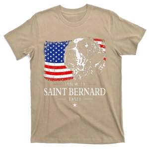 Proud Saint Bernard Dad American Flag Patriotic Dog Gift T-Shirt