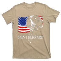 Proud Saint Bernard Dad American Flag Patriotic Dog Gift T-Shirt