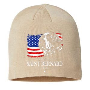 Proud Saint Bernard Dad American Flag Patriotic Dog Gift Sustainable Beanie