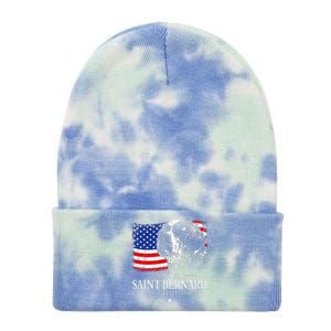 Proud Saint Bernard Dad American Flag Patriotic Dog Gift Tie Dye 12in Knit Beanie