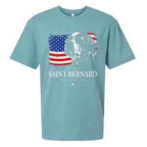 Proud Saint Bernard Dad American Flag Patriotic Dog Gift Sueded Cloud Jersey T-Shirt