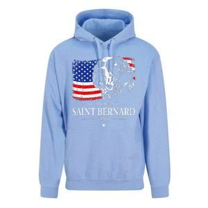 Proud Saint Bernard Dad American Flag Patriotic Dog Gift Unisex Surf Hoodie