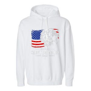 Proud Saint Bernard Dad American Flag Patriotic Dog Gift Garment-Dyed Fleece Hoodie