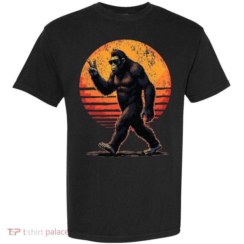 Peace Sign Bigfoot Sasquatch Sunset Garment-Dyed Heavyweight T-Shirt