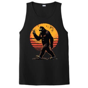 Peace Sign Bigfoot Sasquatch Sunset Graphic Funny Big Foot PosiCharge Competitor Tank