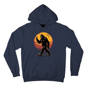 Peace Sign Bigfoot Sasquatch Sunset Graphic Funny Big Foot Hoodie