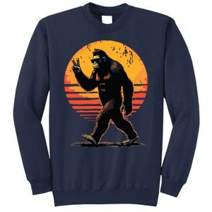 Peace Sign Bigfoot Sasquatch Sunset Graphic Funny Big Foot Sweatshirt